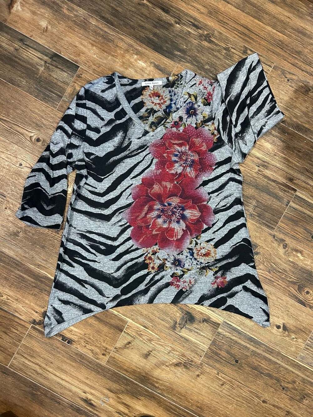 Lynn Ryan Floral Zebra Print Tunic Top